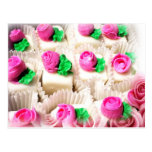 Petit Fours topped with delicate, pink rosebuds Post Card