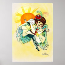 Petite Angel Spirit with bunny and bird Print