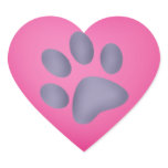 Pets Dog or Cat Paw Print Heart Collection Sticker