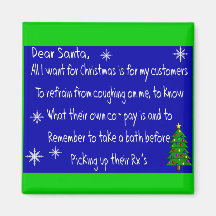 Pharmacist "DEAR SANTA" Christmas Themed Gifts Fridge Magnet