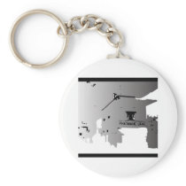 PHARMACY ABROAD BLACK AND WHITE ILLUSTRATION KEYCHAIN