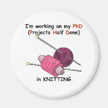 PhD in Knitting Refrigerator Magnets