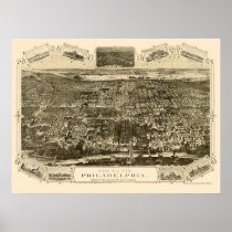 Philadelphia, PA Panoramic Map - 1876 Posters