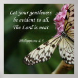 Philippians 4:5 Butterfly Flowers posters