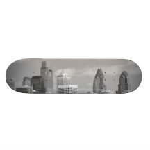 Philly skyscrapers black and white custom skateboard