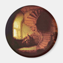 Philosopher In Meditation. By Rembrandt Van Rijn Fridge Magnet
