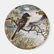 Phoebe and Stone Bridge Over Creek Fridge Magnet