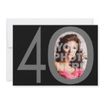 Photo Big 40 Black/Gray Birthday Party Invitations