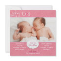 Photo Birth Announcement for Twin Girls (Pink) invitations