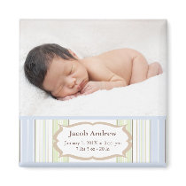 Photo Birth Announcement Magnets - Baby Boy