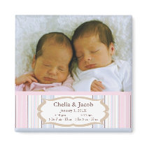 Photo Birth Announcement Magnets - Twins
