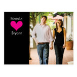 Photo Black/Pink Heart Save the Date Postcard 2