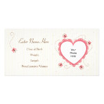 Photo card: Baby girl lace heart phot frame photo cards