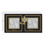 Photo Card Black Gold Flower Double Frame photo cards