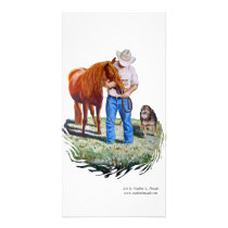 Photo Card, Cowboy with Horse and Dog