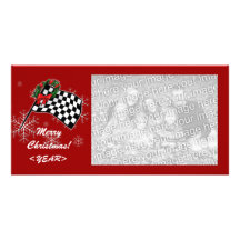 Photo Card - Racing Flag Christmas