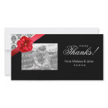 Photo Card with red floral bow & damask photo cards