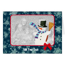 Photo Frame with Snowman Holiday Card