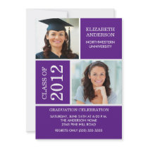 Photo Graduation Invitation ~Classy Purple & White
