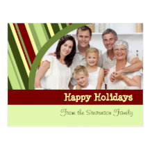 Photo Happy Holidays Postcards Modern Stripes