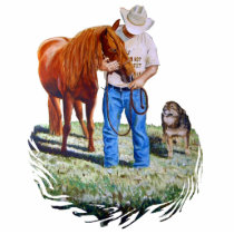 Photo Magnet, Cowboy with Horse and Dog Photo Cut Outs