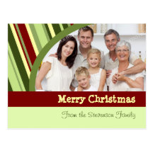Photo Merry Christmas Postcards Modern Stripes