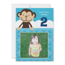 Photo Monkey Birthday Invitation Double Sided