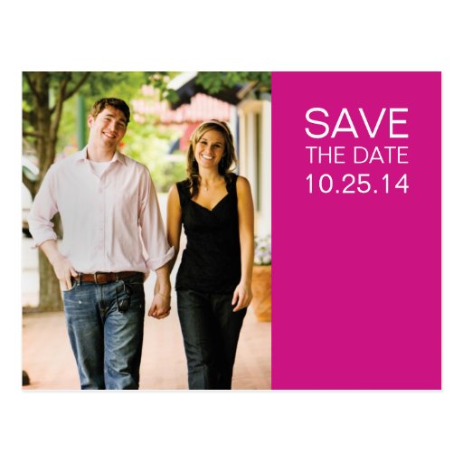 Photo Pink/White Save the Date Postcard 1