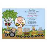Photo Safari Jungle Train Birthday Invitation