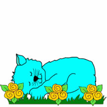 Photo Sculpture Kid's Sleeping Kitten Blue Yellow