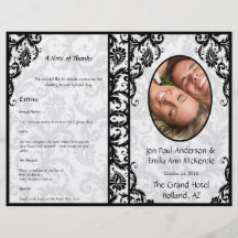 Photo Wedding Program Black Damask Custom Flyer