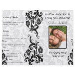 Photo Wedding Program Black Damask
