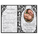 Photo Wedding Program Black Damask flyers