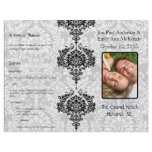 Photo Wedding Program Black Damask Flyer Design