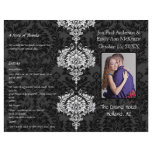 Photo Wedding Program Black Grey & White Damask flyers