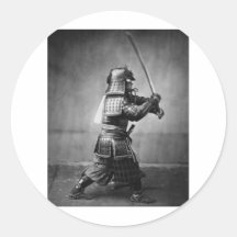 Photograph of a Samurai C. 1860 Round Sticker