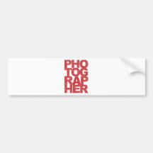 Photographer - Red Text Bumper Sticker