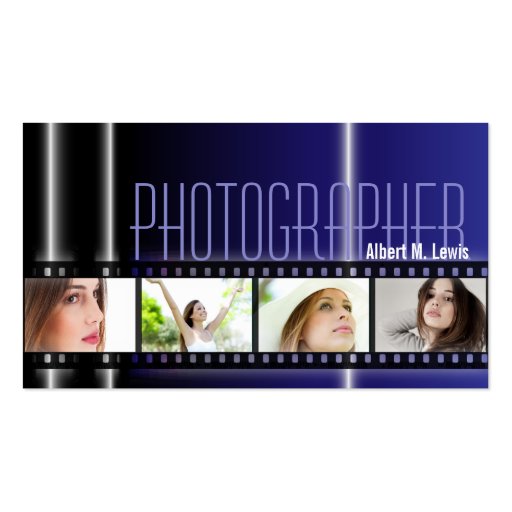 Photography 35mm Film Photo Business Card Blue