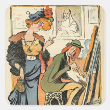 Phryne: caricature of an artist's model stickers