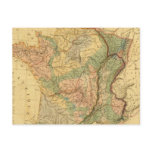 Physical and mineralogical map of France postcards