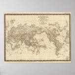 Physical world map posters