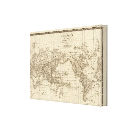 Physical world map stretched canvas print