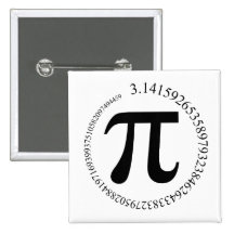 Pi (π) Day Pinback Buttons