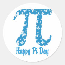 Pi Day Pretty Butterflies Round Sticker