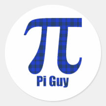Pi Guy Blue and Black Plaid Pi Day Gifts and Tees Stickers