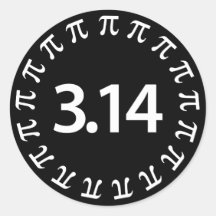 Pi Number Design Round Sticker