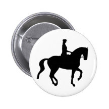 Piaffe Dressage Horse and Rider (black) Pinback Button