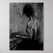 Pianista Mujer O Indian Ink Artwork Impresiones