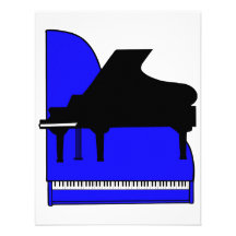 Piano Black Sillouette Blue Top View Invite