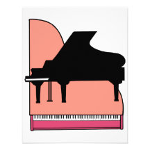 Piano Black Sillouette Pink Top View Personalized Invites